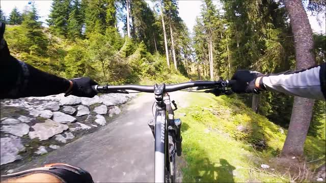 Mountain bike guys pov first person fail crash into dirt rocks grass