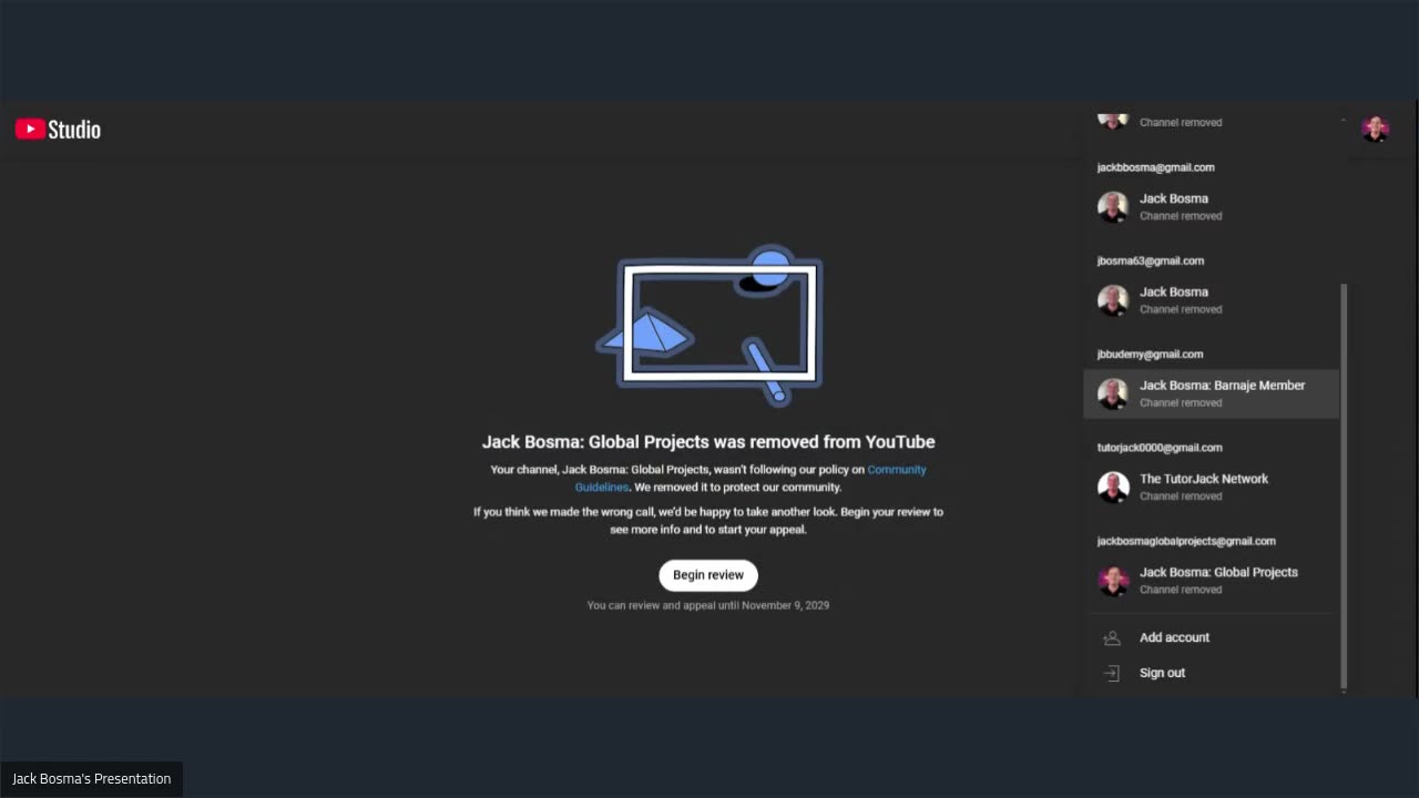 EVENT: Jack Bosma: Global Projects Removal From YouTube!