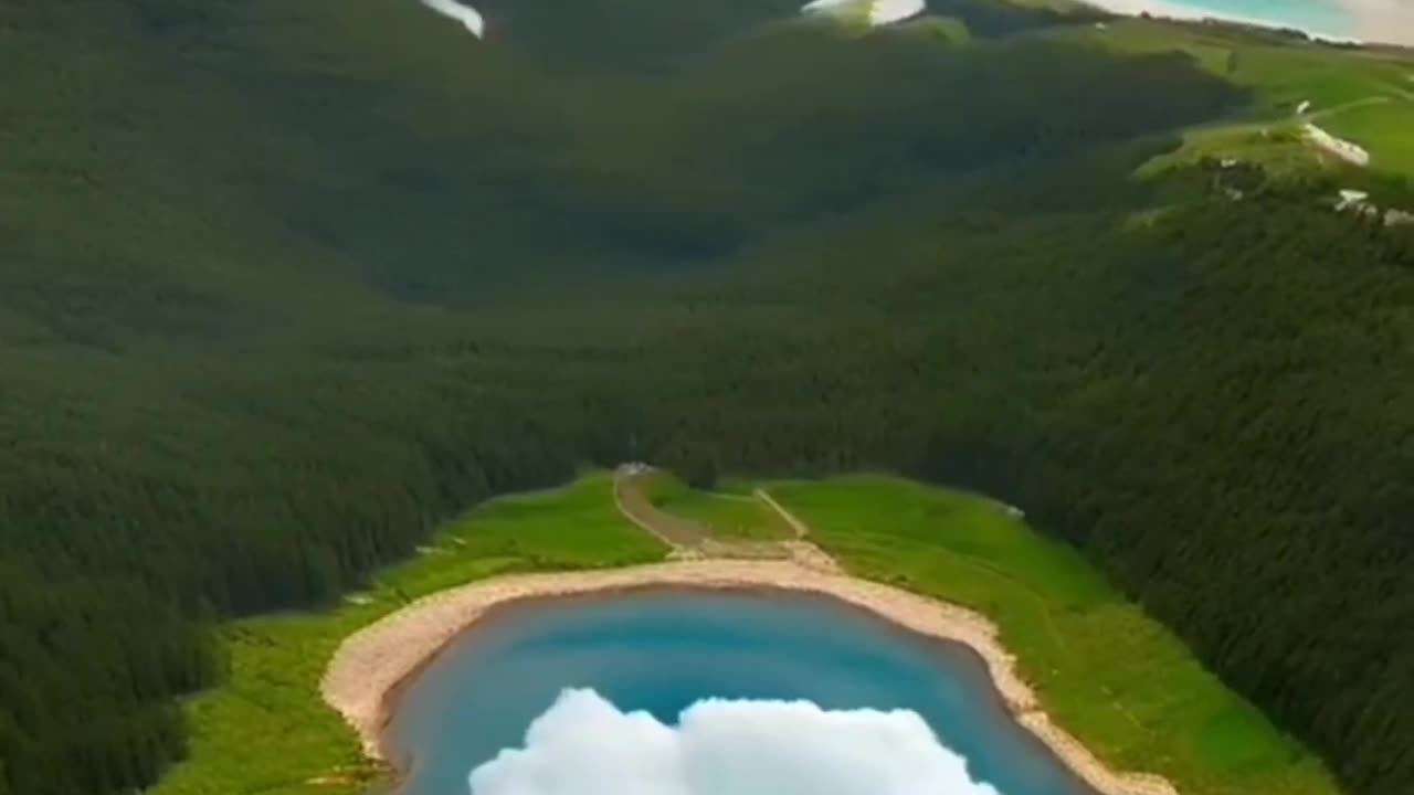 The view of amazing clouds between green mountains