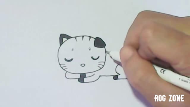 How to Draw Cute Cat Sleeping - Step by Step Drawing for Kids