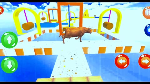 Paint Animals Crossing Fountain Cow, Elephant, Gorilla and Tiger 3D Animation Cartoon video