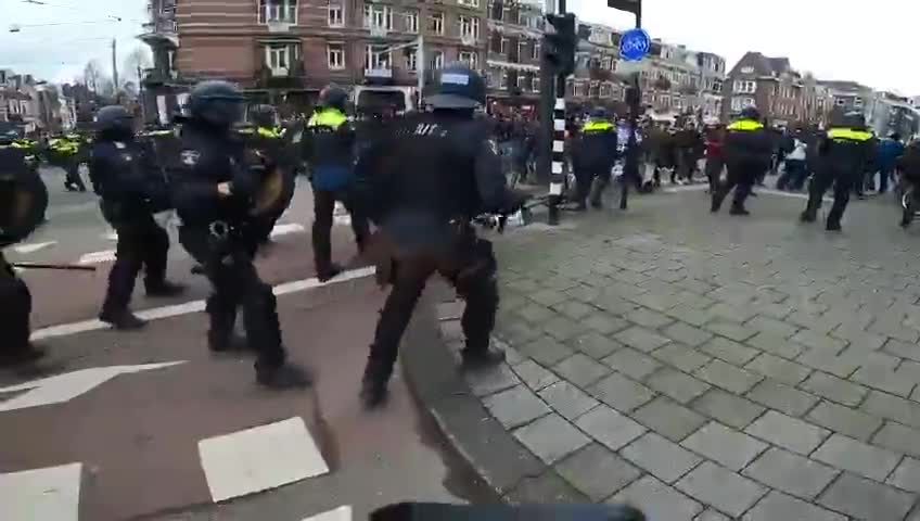 Amsterdam Agents of the State Enforcing Medical Tyranny By Attacking Unarmed People - 2