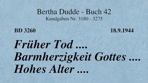 BD 3260 - FRÜHER TOD .... BARMHERZIGKEIT GOTTES .... HOHES ALTER ....