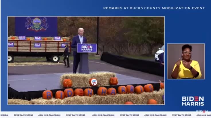 Biden - Bucks County, PA "We don't want to be super spreaders" as about 5 cars honk