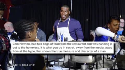 Cam Newton Caught Secretly Feeding Homeless Man