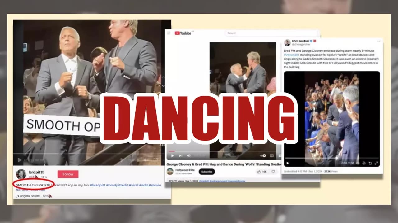 Fact Check: Video Does NOT Show Brad Pitt, George Clooney Dancing To 'YMCA' -- Was 'Smooth Operator'