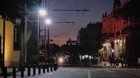 passers-by and streets at night