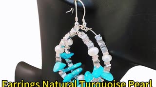 GN-20241118-04 Earrings Natural Turquoise Pearl with S925 Silver Fine Jewellery High Jewellery Gift