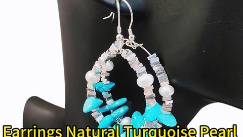 GN-20241118-04 Earrings Natural Turquoise Pearl with S925 Silver Fine Jewellery High Jewellery Gift