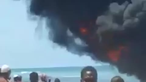 Scene shortly before the Atlantic Ocean overlooking the coast of Nigeria