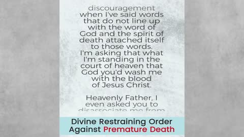 Prayer to Prevent Premature Death