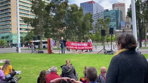 Retired Judge Stuart Lindsay at Adelaide's Freedom Rally, Dec 2020