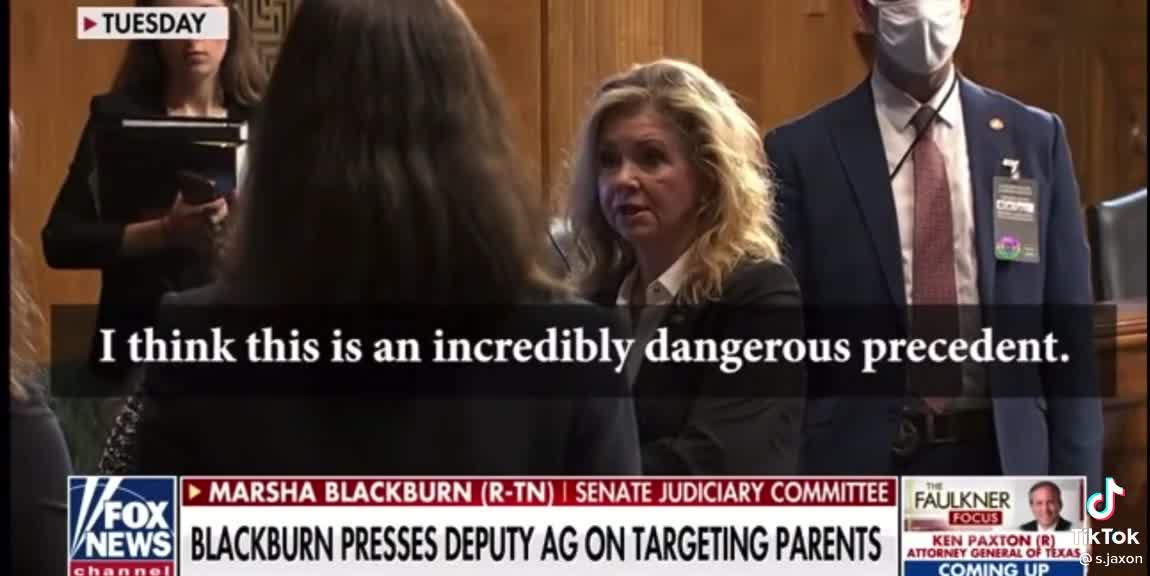 Senator Marsha Blackburn Confronts Deputy AG On Targeting Parents!