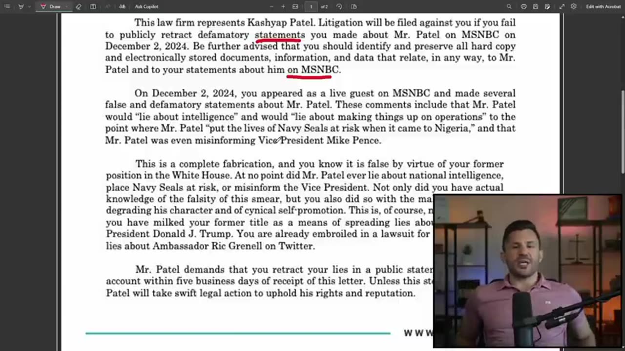 Robert Gouveia Esq. - Kash Patel WARNS Lying Media about False Claims