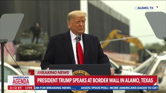 Trump autographs the border wall, talks 25th Amendment, and more at speech in Alamo, Texas