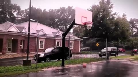 basketball in the rain