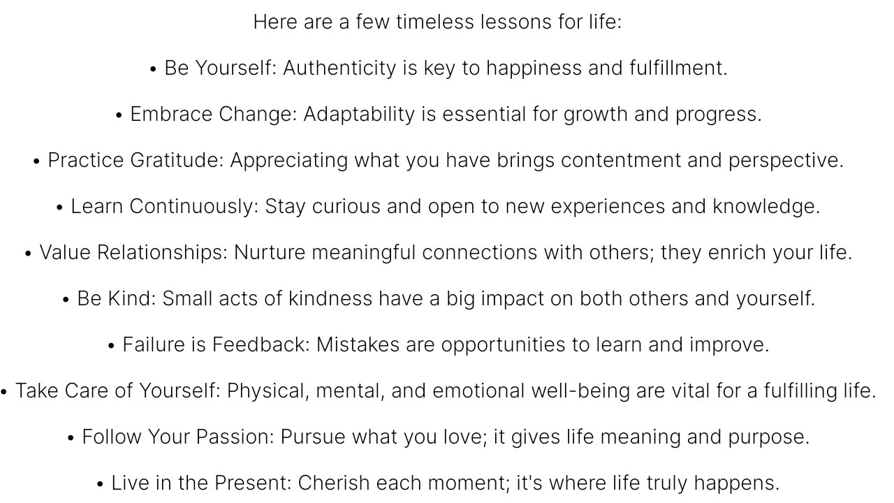 Lessons for life