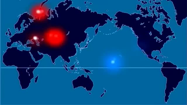 A Time-Lapse Map of Every Nuclear Explosion Since 1945 - by Isao Hashimoto