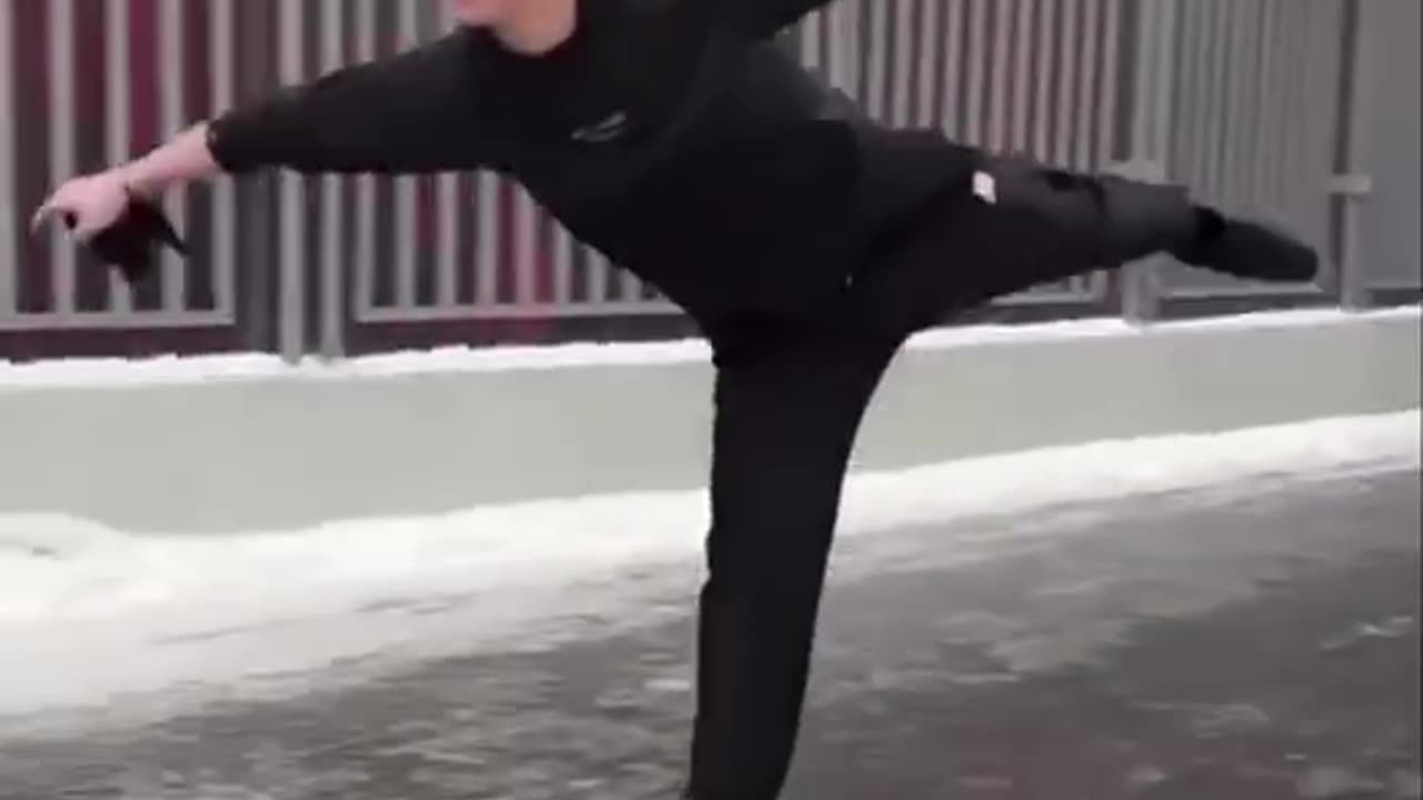 Enjoying frozen ice roads and sidewalks