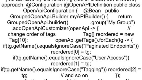 How do I control tag order in Springdoc OpenAPI 30