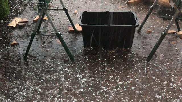 Hail storm on the job in Putin bay