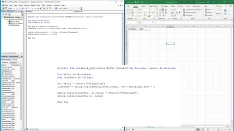 Excel VBA - Create Audit Trail Log