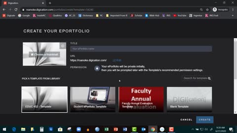 Digication: Copy the Course Portfolio Template