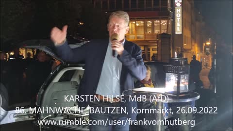 86. MAHNWACHE - BAUTZEN, Kornmarkt, 26 09 2022 - KARSTEN HILSE, MdB, Bürgermikrofon