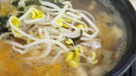 Bean sprout hangover soup and ox bone soup.