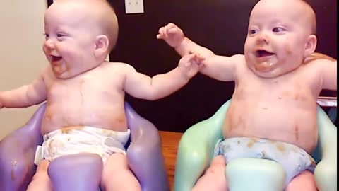 twins baby laughing