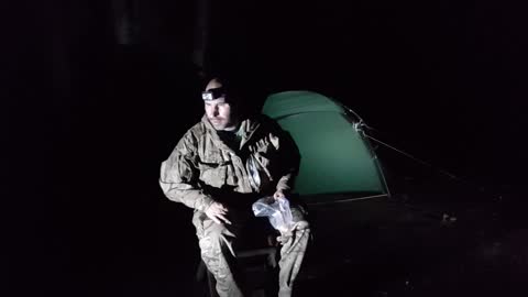 Setting up the lighting for a night vlog next to the tent. 4th Oct 2022