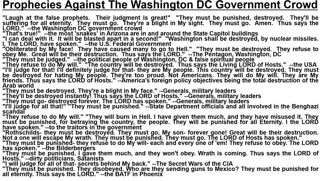 Prophecies Against The Washington DC Government Crowd