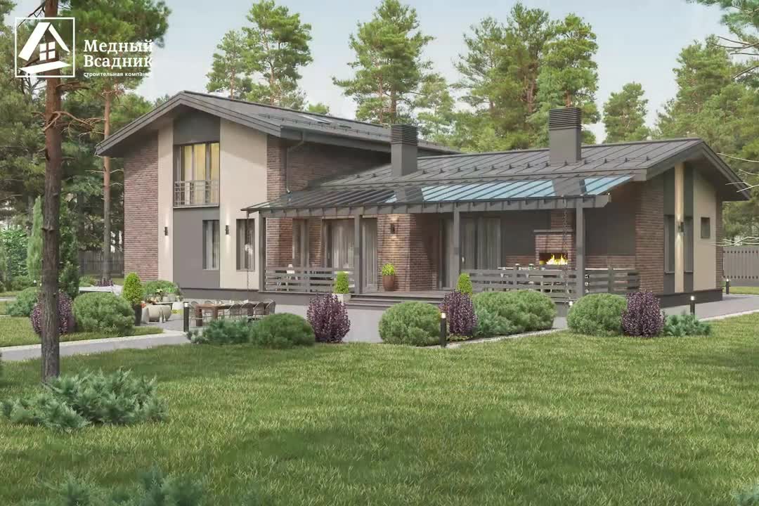 Строительство дома с террасой-барбекю