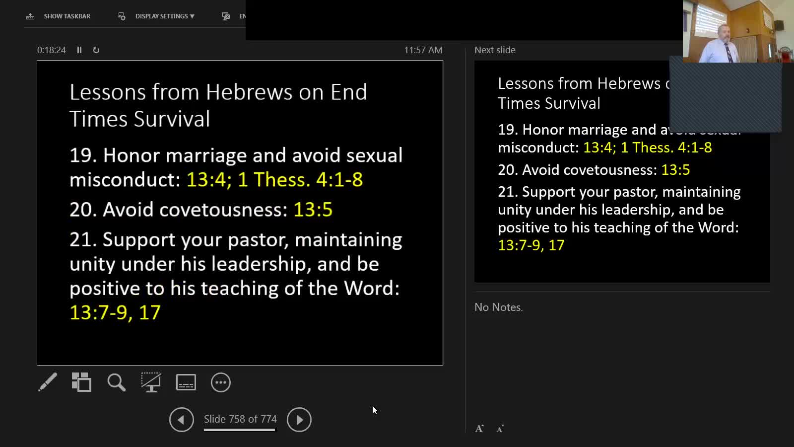 Sunday October 10,2021 End Times Survival, A Study in Hebrews Final lesson