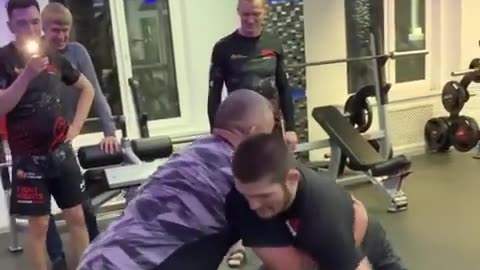 Khabib grappling with his father abdulmanap nurmagomedov