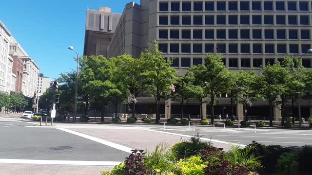 J Edgar Hoover Building FBI Headquarters Surrounded with Razorwire Fencing