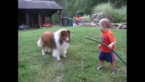 Childrens Playing Sam Dog🐕🐕