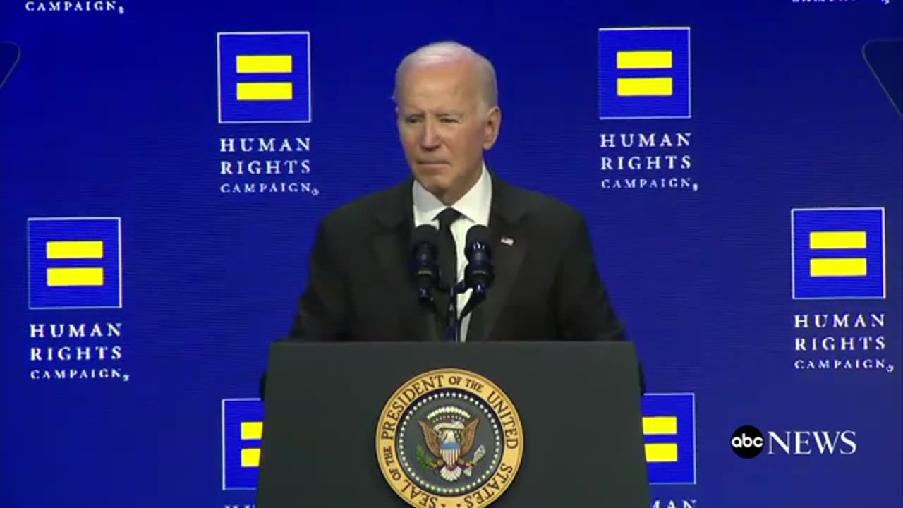 Biden addresses attacks in Israel at Human Rights Campaign dinner