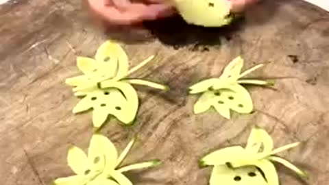 Satisfying Skillful Way Of Cutting Fruits And Vegetables.