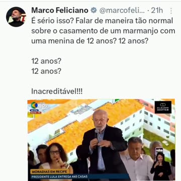É sério isso? Falar de maneira tão normal sobre o casamento de um marmanjo com uma menina de 12 anos? 12 anos? Inacreditável!!!