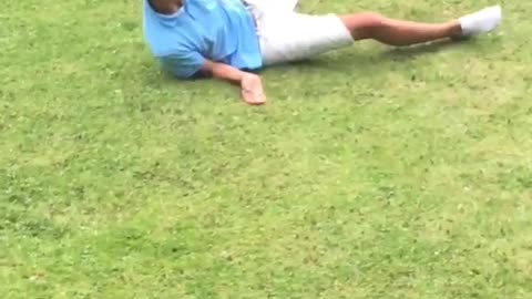 Backyard men throw punch