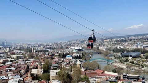 A cable car in one of the cities of Georgia