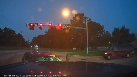 Turning Car Drives Directly Into Oncoming Truck's Headlights