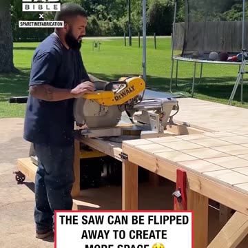 Man showcases the workbench he built