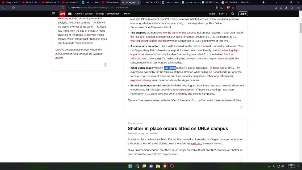 SHOOTING AT UNIVERSITY OF NEVADA, DEC 6TH, 2023 gematria