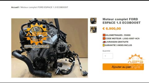 AEPSPIECES.COM - Moteur complet FORD ESPACE 1.5 ECOBOOST