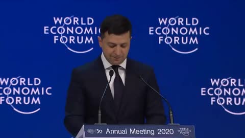 Ukrainian President Volodymyr Zelensky speaks at WEF 2020