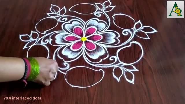Simple and beautiful Rangoli for Ugadi and Gudipadwa