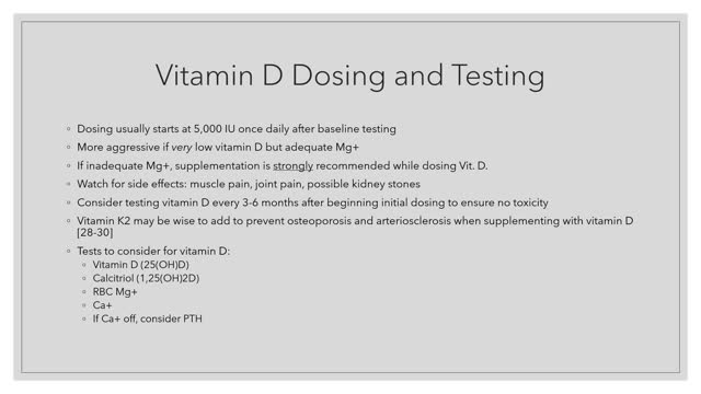 Vitamin D; Testing and Prescribing