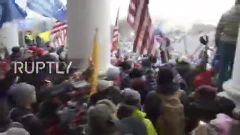 2021, USA- Trump supporters storm Capitol buidling as congress gathers to count electoral votes